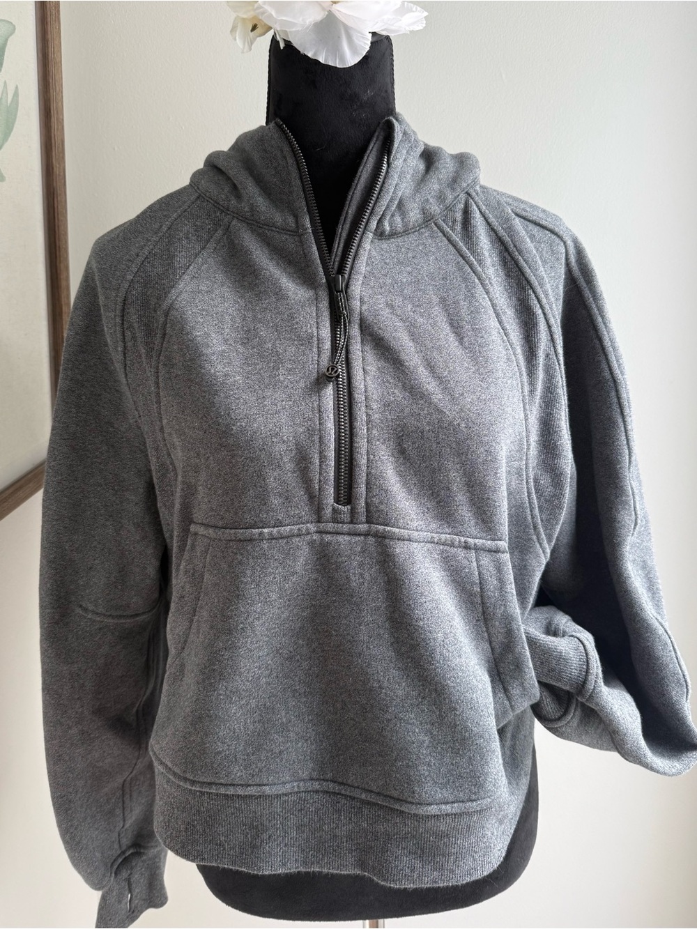 Lululemon Athleticsa Women's Gray Oversized Cropped Half-Zip Hoodie Sz M